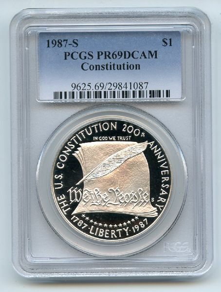 1987 S $1 Constitution Silver Commemorative Dollar PCGS PR69DCAM