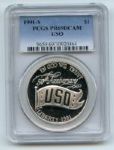 1991 S $1 USO Silver Commemorative Dollar PCGS PR69DCAM