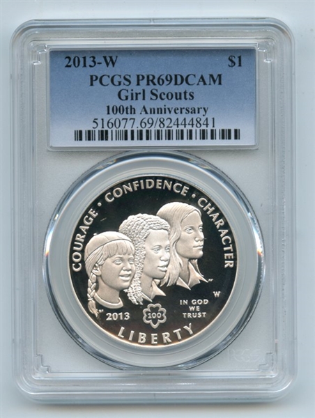 2013 W $1 Girl Scouts Silver Commemorative Dollar PCGS PR69DCAM