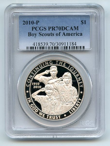 2010 P $1 Boy Scouts BSA Silver Commemorative Dollar PCGS PR70DCAM