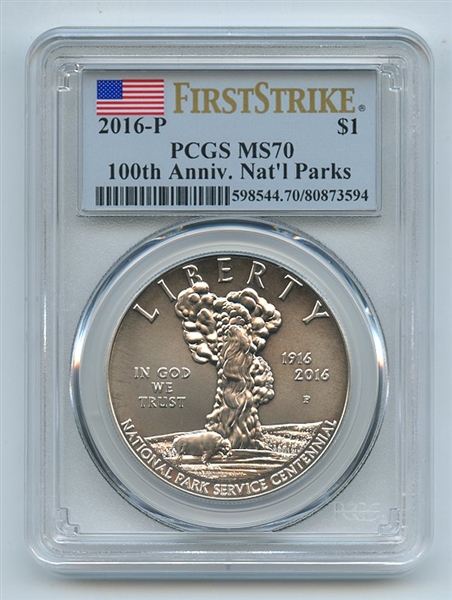 2016 P $1 Silver 100th Anniversary Nat Park Commemorative PCGS MS70 First Strike