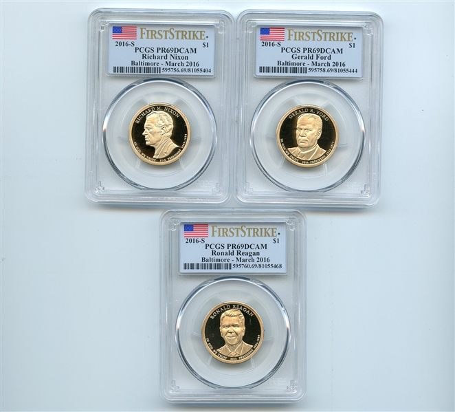 2016 S Presidential Dollar Set PCGS PR69DCAM First Strike Baltimore March 2016