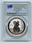 2017 P $1 Australian 1 oz Silver Koala PCGS MS70 First Strike