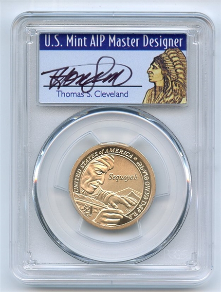 2017 S $1 Sacagawea Dollar Enhanced PCGS SP70 FDOI Thomas Cleveland 1 of 500