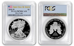 2018 W $1 American Proof Silver Eagle PCGS PR70DCAM First Day of Issue FDOI