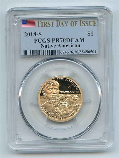 2018 S $1 Sacagawea Dollar PCGS PR70DCAM First Day of Issue FDOI