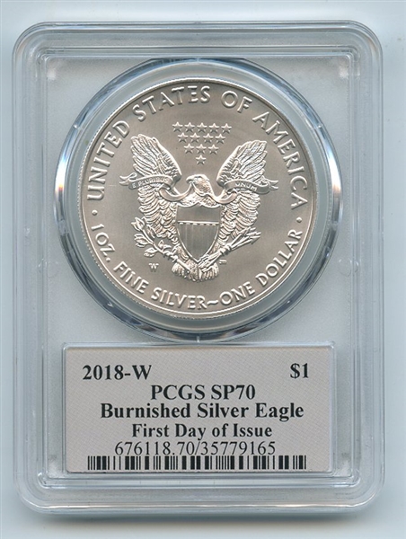 2018 W $1 Burnished Silver Eagle PCGS SP70 FDOI Thomas Cleveland Freedom