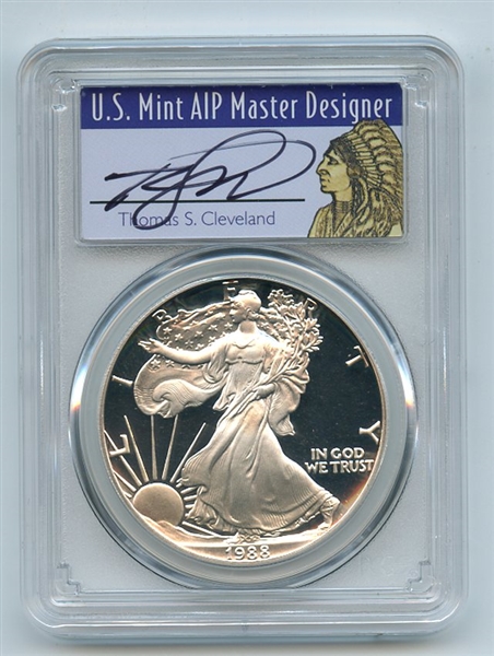 1988 S $1 Proof American Silver Eagle 1oz PCGS PR69DCAM Thomas Cleveland Native