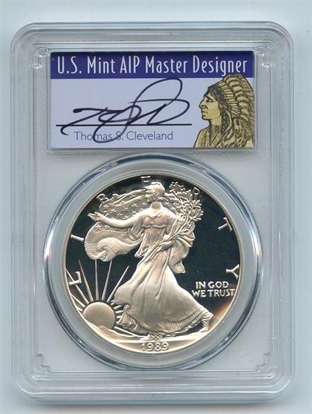 1989 S $1 Proof American Silver Eagle 1oz PCGS PR69DCAM Thomas Cleveland Native