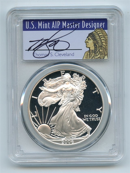 2006 W $1 Proof American Silver Eagle 1oz PCGS PR69DCAM Thomas Cleveland Native