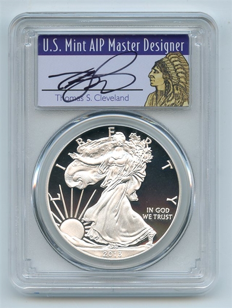 2013 W $1 Proof American Silver Eagle 1oz PCGS PR69DCAM Thomas Cleveland Native