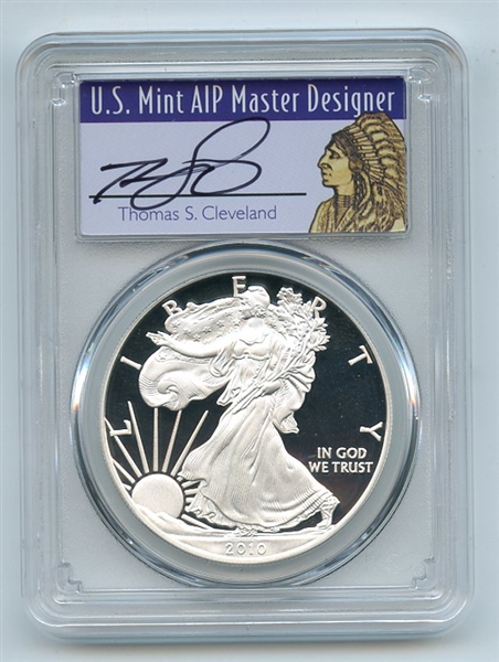 2010 W $1 Proof American Silver Eagle 1oz PCGS PR70DCAM Thomas Cleveland Native