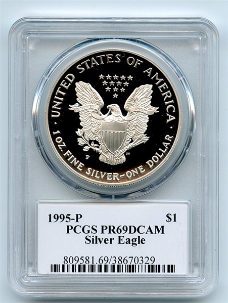 1995 P $1 Proof American Silver Eagle 1oz PCGS PR69DCAM Thomas Cleveland Eagle