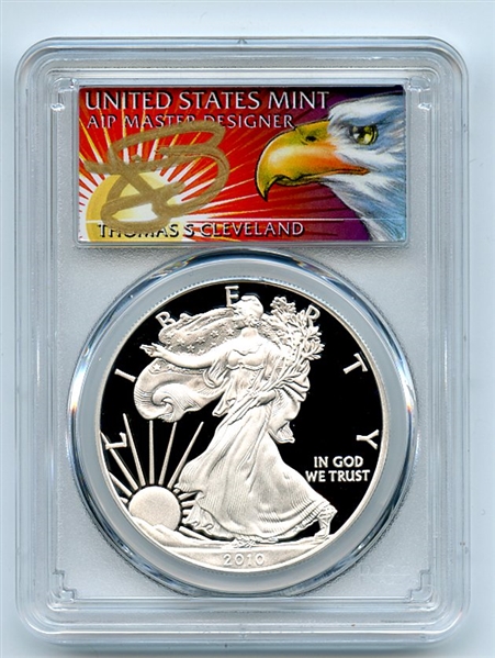 2010 W $1 Proof American Silver Eagle 1oz PCGS PR70DCAM Thomas Cleveland Eagle