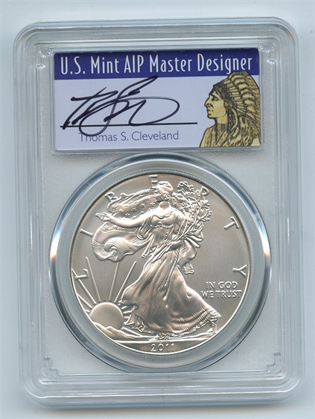 2011 W $1 Unc Burnished Silver Eagle 1oz PCGS SP70 Thomas Cleveland Native