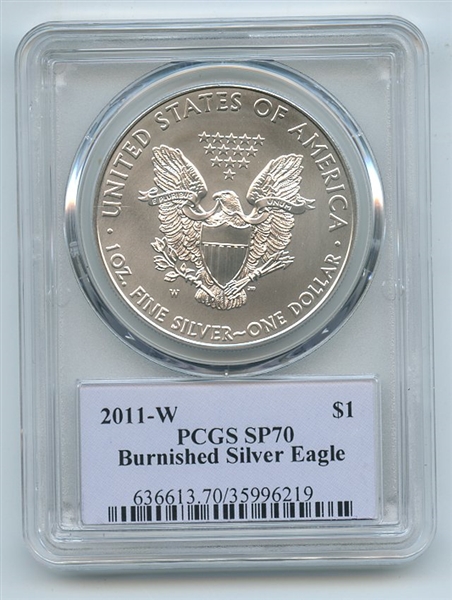 2011 W $1 Unc Burnished Silver Eagle 1oz PCGS SP70 Thomas Cleveland Native