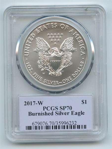2017 W $1 Unc Burnished Silver Eagle 1oz PCGS SP70 Thomas Cleveland Native