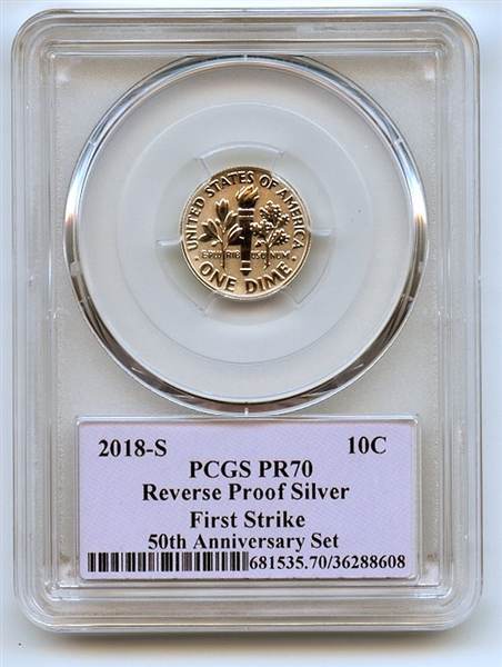 2018 S 10C Silver Reverse Proof Roosevelt Dime PCGS PR70 FS Thomas Cleveland