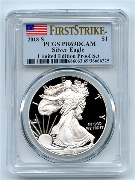2018 S $1 Proof Silver Eagle 1 oz PCGS RP69DCAM First Strike Limited Edition
