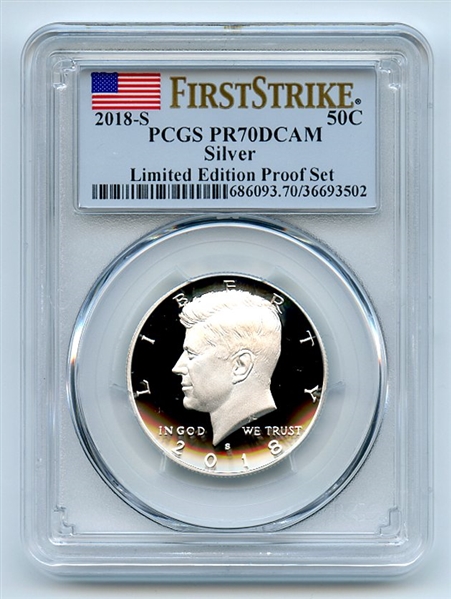 2018 S 50C Silver Kennedy Half Dollar PCGS RP70DCAM First Strike Limited Edition
