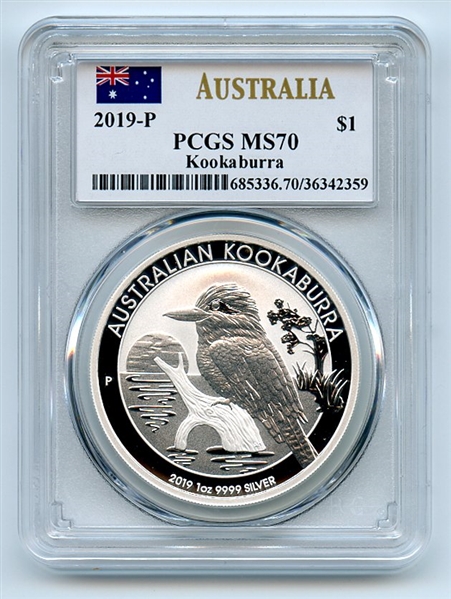 2019 P $1 Australia Silver Kookaburra Dollar PCGS MS70
