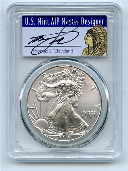2019 $1 Silver Eagle 1oz PCGS MS70 FDOI First Day Issue Thomas Cleveland Native