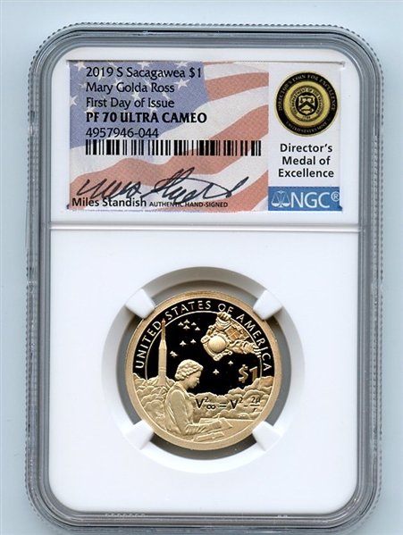 2019 S $1 Sacagawea Dollar NGC PF70UCAM First Day of Issue FDOI Miles Standish