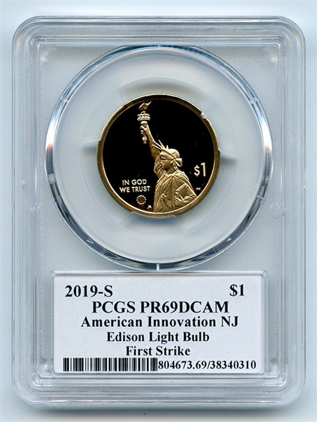 2019 S $1 American Innovation Dollar NJ Edison Light Bulb PCGS PR69DCAM Exclusive