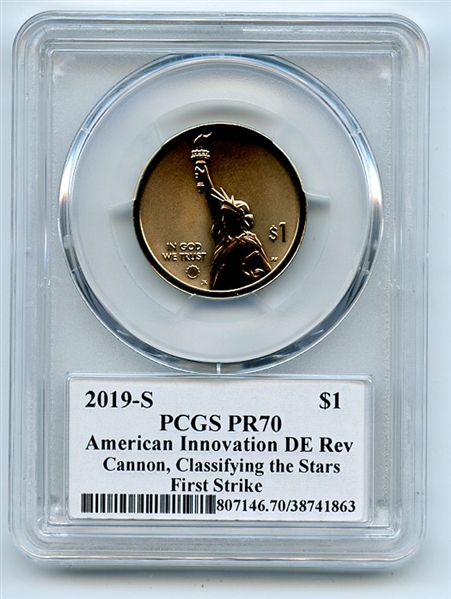 2019 S $1 American Innovation Dollar Reverse Proof DE Stars PCGS PR70 Exclusive