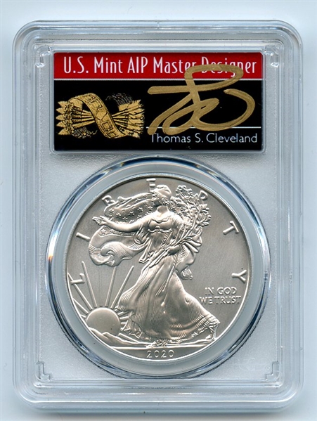 2020 $1 American Silver Eagle 1oz PCGS MS70 FDOI Thomas Cleveland Arrows