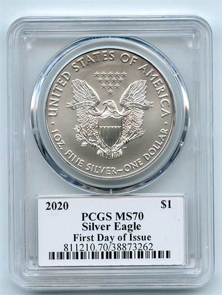 2020 $1 American Silver Eagle 1oz PCGS MS70 FDOI Thomas Cleveland Eagle