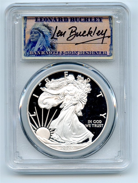 2020 W $1 Proof American Silver Eagle 1oz PCGS PR70DCAM Leonard Buckley