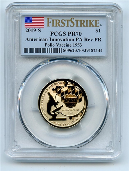 2019 S $1 American Innovation Dollar Reverse Proof PA Polio PCGS PR70 FS