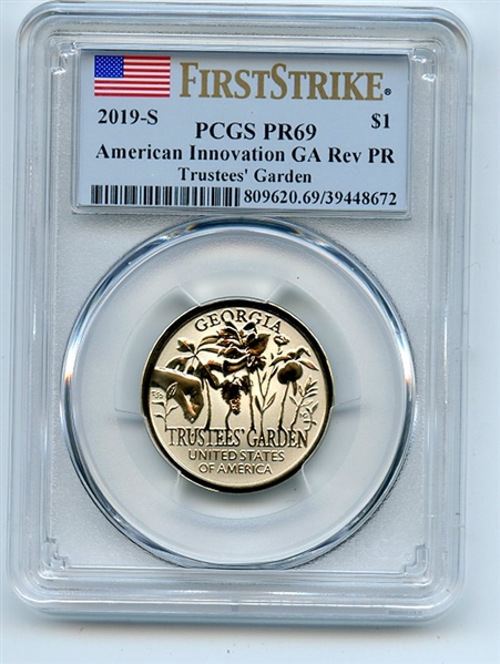 2019 S $1 American Innovation Dollar Reverse Proof GA Trustees PCGS PR69 FS