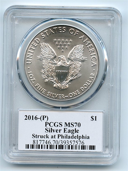 2016 (P) $1 American Silver Eagle 1oz PCGS MS70 Thomas Cleveland Eagle