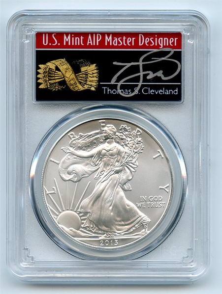 2013 (S) $1 American Silver Eagle Dollar 1oz PCGS MS70 Thomas Cleveland Arrows
