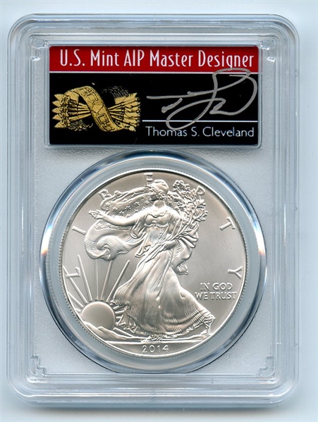 2014 (S) $1 American Silver Eagle Dollar 1oz PCGS MS70 Thomas Cleveland Arrows