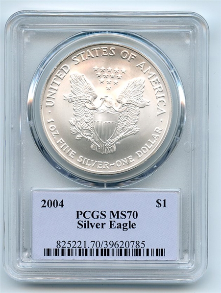 2004 $1 American Silver Eagle Dollar 1oz PCGS MS70 Thomas Cleveland Native
