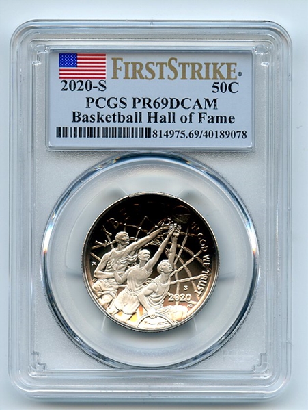 2020 S 50C Basketball Hall of Fame Commemorative PCGS PR69DCAM First Strike