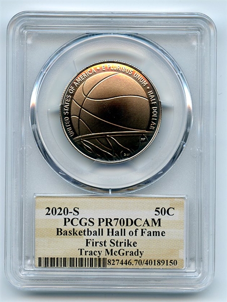 2020 S 50C Basketball Hall of Fame Commemorative PCGS PR70DCAM FS Tracy McGrady