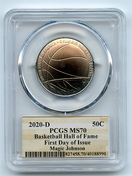 2020 D 50C Basketball Hall of Fame Commemorative PCGS MS70 FDOI Magic Johnson