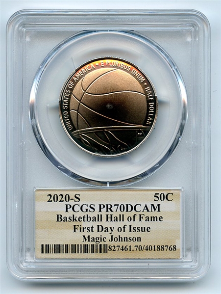 2020 S 50C Basketball Hall Fame Commemorative PCGS PR70DCAM FDOI Magic Johnson