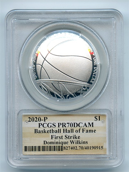 2020 P $1 Basketball Hall Fame Sil Commemorative PCGS PR70DCAM Dominique Wilkins