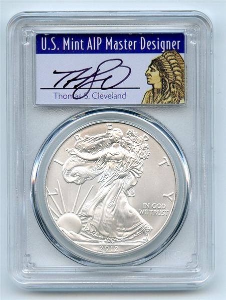 2012 (S) $1 American Silver Eagle 1oz Dollar PCGS MS70 Thomas Cleveland Native