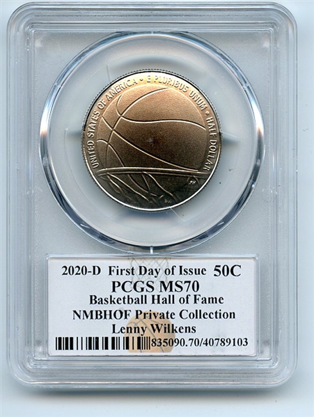 2020 D 50C Basketball Hall of Fame Commemorative PCGS MS70 FDOI Lenny Wilkens