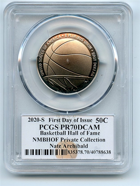 2020 S 50C Basketball Hall Fame Commemorative PCGS PR70DCAM FDOI Nate Archibald