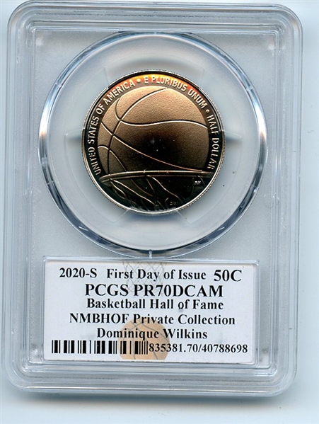 2020 S 50C Basketball Hall Fame Commem PCGS PR70DCAM FDOI Dominique Wilkins