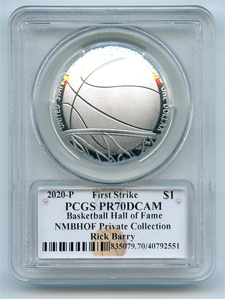 2020 P $1 Basketball Hall of Fame Silver Commemorative PCGS PR70DCAM Rick Barry
