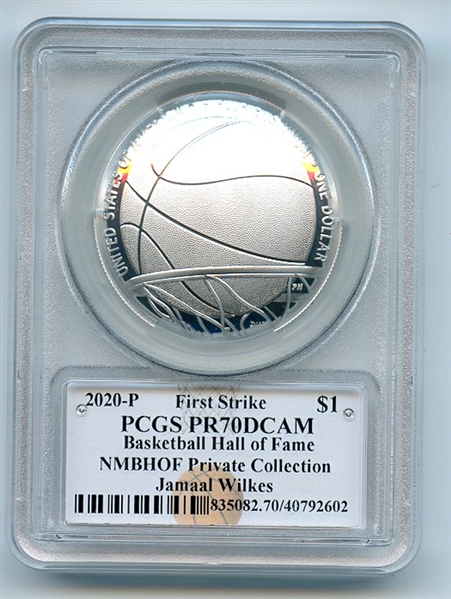 2020 P $1 Basketball Hall of Fame Silver Commem PCGS PR70DCAM FS Jamaal Wilkes