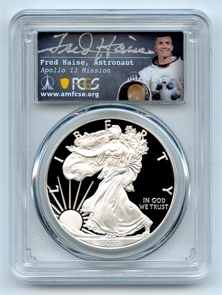 2020 S $1 Proof American Silver Eagle 1oz PCGS PR70DCAM FDOI Fred Haise